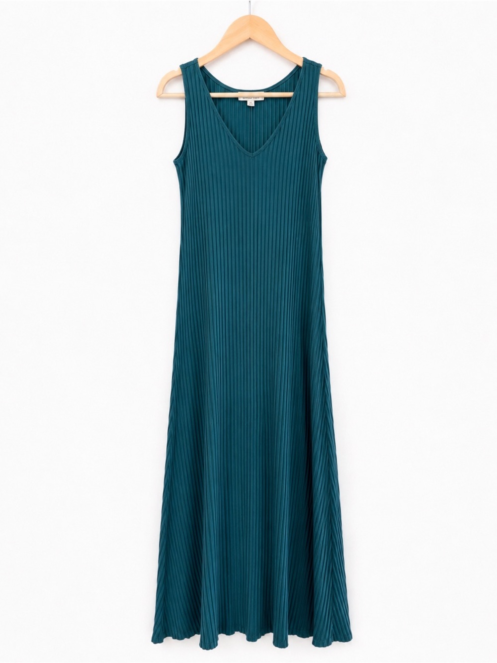 ✨ Amour Vert Dress Teal Maxi Fitted Ribbed Stretch Cotton Size XS ✨ - Picture 2 of 9